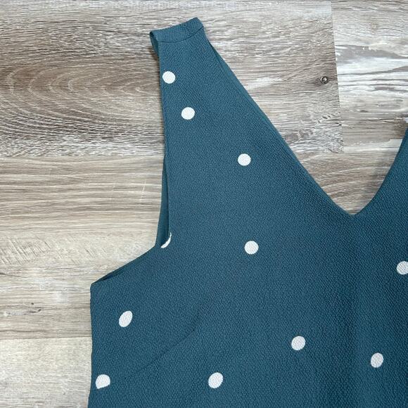 Vero Moda Polka Dot Sleeveless Dress Blue White V-Neck Minimalist L - Picture 2 of 5